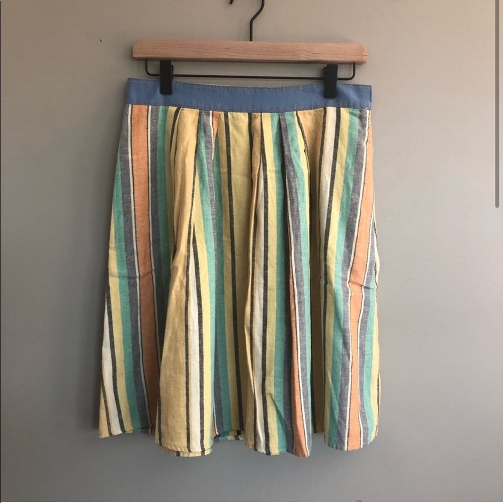 Anthropologie Odille Striped Linen Skirt